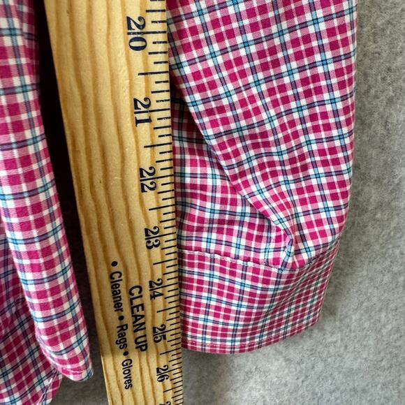 Ralph Lauren Button Down Dress Shirt Mens Medium Plaid Business Pink Preppy - Picture 9 of 11